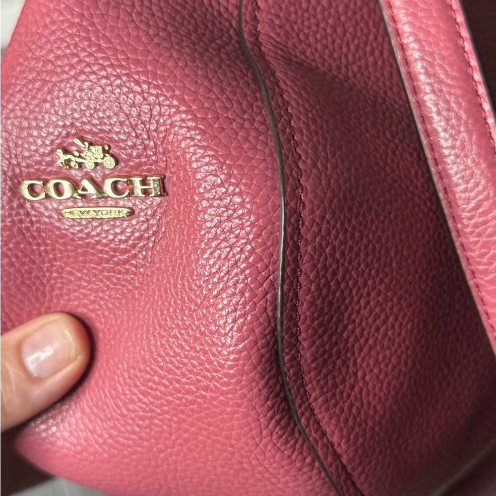 Coach Pink Leather Shoulder Bag with Gold Accents - Picture 15 of 16